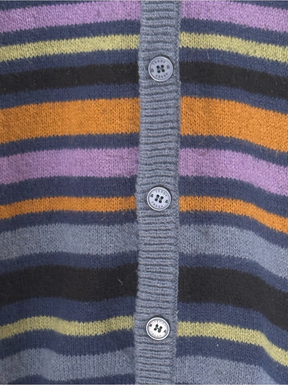 Teddy Fresh Striped Cardigan Blue & Purple Size Large - Picture 5 of 10